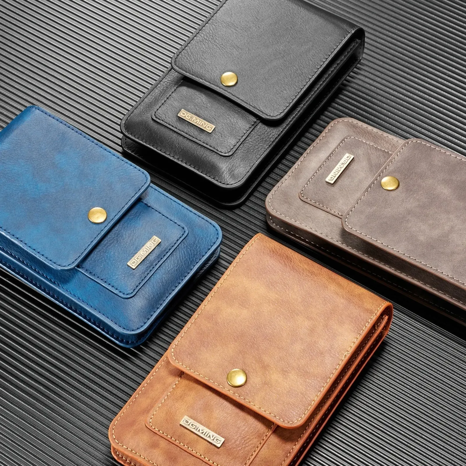 Puches Retro Pu Leather Case Phone Bag Pouch för iPhone 14 13 12 11 X XR 7 8 Kort Slot Plånbok för Xiaomi Huawei Belt Clip Cover Holster