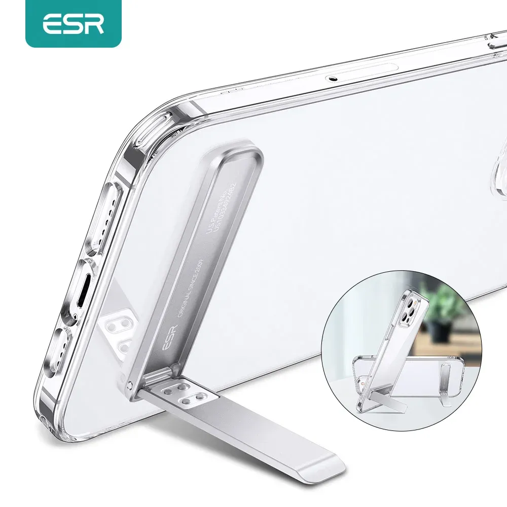 Support de support ESR pour le support de téléphone Kickstand pour iPhone 14 13 12 Pro / Pro Max pour Samsung pour les téléphones Xiaomi Boost Metal Magsafe Stand