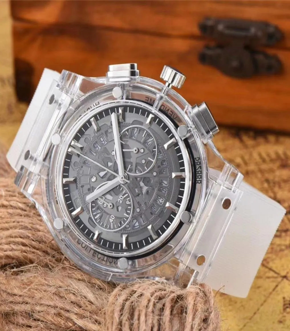 Luxury Men Quartz Watch wielofunkcyjny wodoodporny gumowy pasek męski zegarki Masowe zegarek na rękę Prezent Montre de Luxe4317692