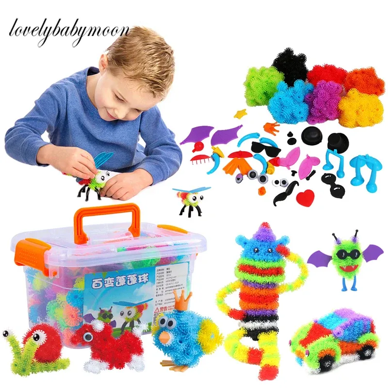 Block 4001200st Thorn Ball Clusters 3D Model Construction Build Block Toys Sticky Puff Balls Puzzle Diy Assembling Toys for Kids