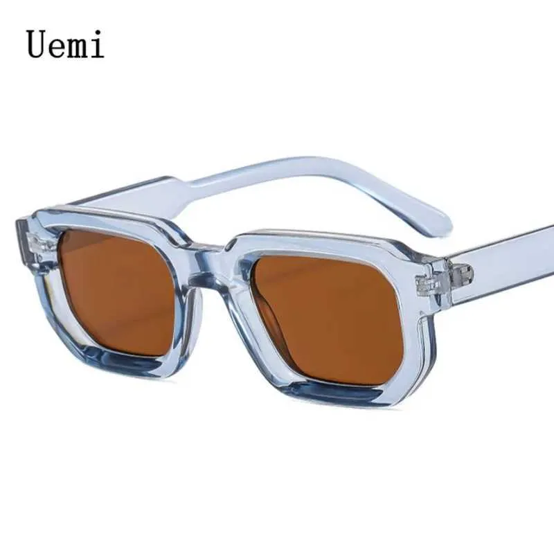 Солнцезащитные очки новая мода синяя квадратная солнцезащитные очки для солнцезащитных очков для роскошного дизайнера прозрачных линз солнечные очки Sunshades UV400 Опеля оптом J240423