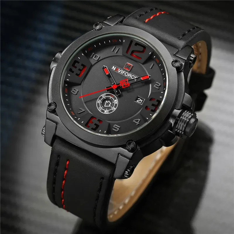 GamePads Relogio Masculino Naviforce Men Watch Sport Watrepless Watch Military Army Business Leather Business Quartz Masculino Reloj 9099