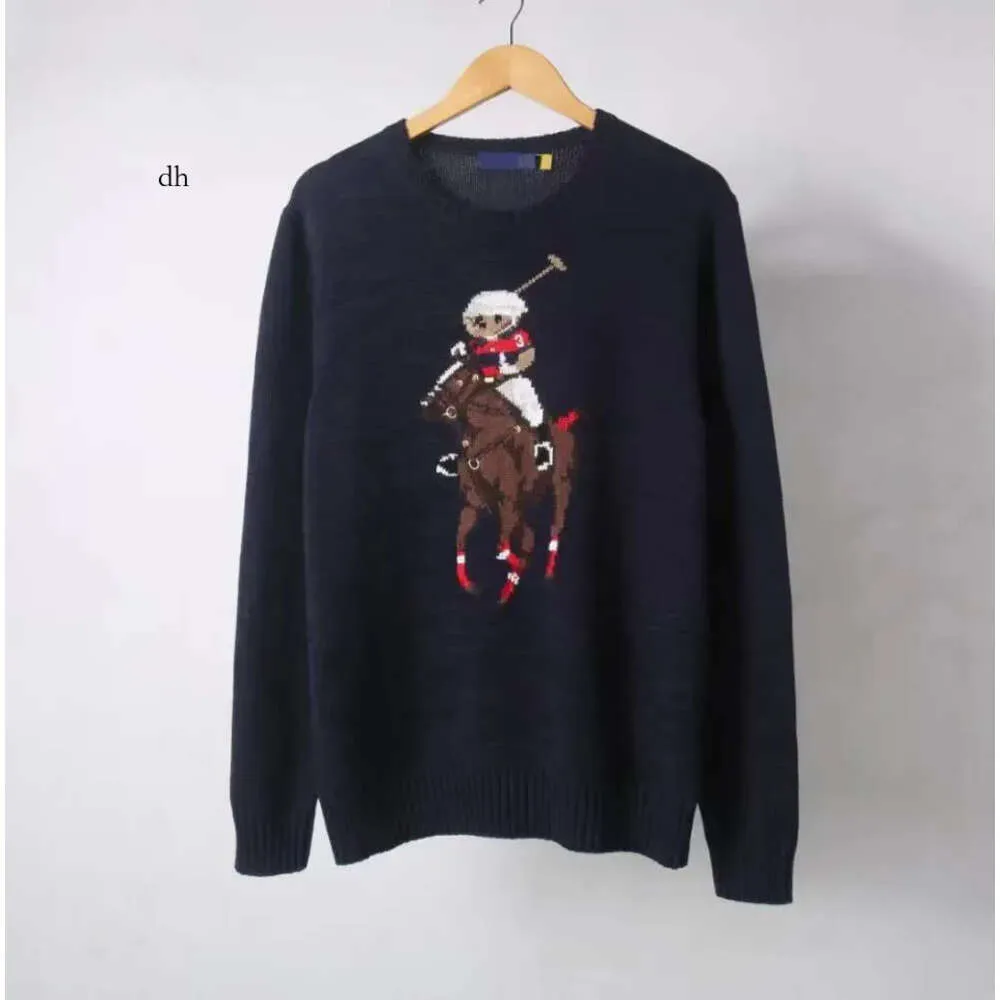 Vrouwen herentruien 2023 Nieuwe cartoon RL Bear Sweater Autumn Winter Borduurwerkpullover lange mouw gebreide trui trui katoenwol vocht polos trui cmwk 49