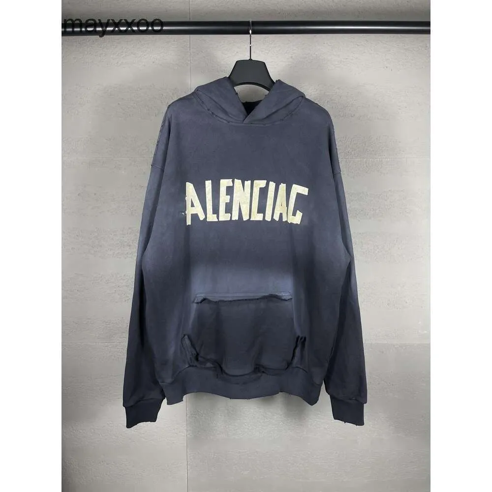 Pull Paris Loose Letter Unisexe High Version BalenciIigss Casual B Famille Adhésif Sweetties Paper Papier à capuche Prince HEPF HOODIE E3M3