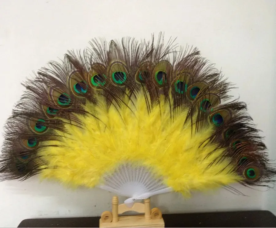 Peacock Feather Hand Fan Dancing Bridal Party Supply Decor Chinese stijl klassieke fans feest gunst