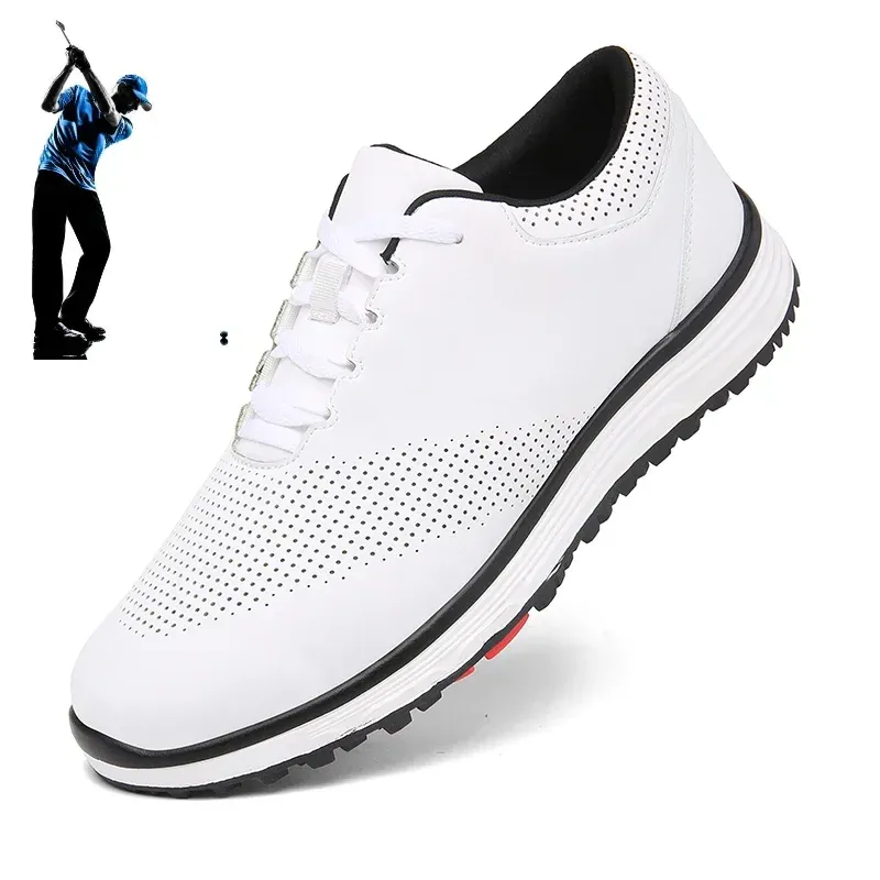 Chaussures de golf professionnelles pour hommes et femmes, chaussures de l'herbe non glissantes, chaussures de sport de golf, chaussures d'entraînement de golf pour hommes gris blancs