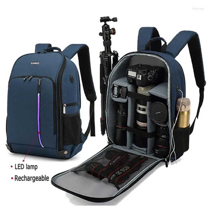 Backpack Camera Professional Pograph Saco à prova d'água com camada de laptop de 16 polegadas Digital SLR Viagem ao ar livre