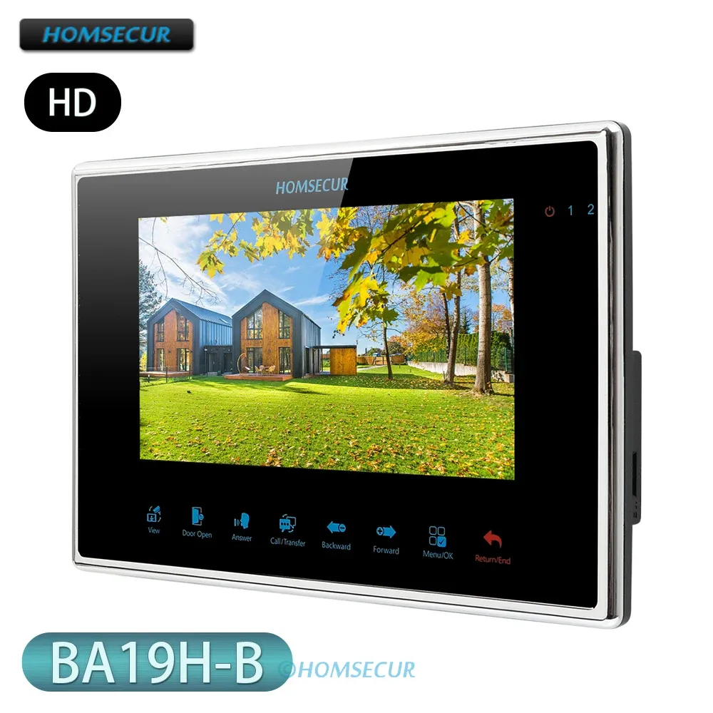 Doorklockor 4 Wire HD 7 "Intercom Monitor med Touch Button BA19HB för Homsecur HDK Series Video Door Bell -telefonsystem