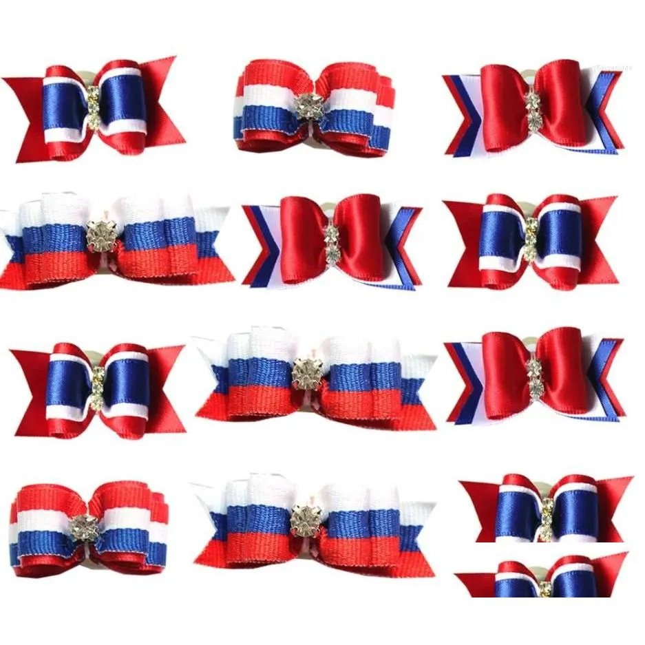 Abbigliamento per cani 50 pezzi americani Indipendence Day Pet Hair Bows Diamond per cagnolini animali domestici 4 ° JY Accessori Delivery Delivery Home Garden Su Dh2lg