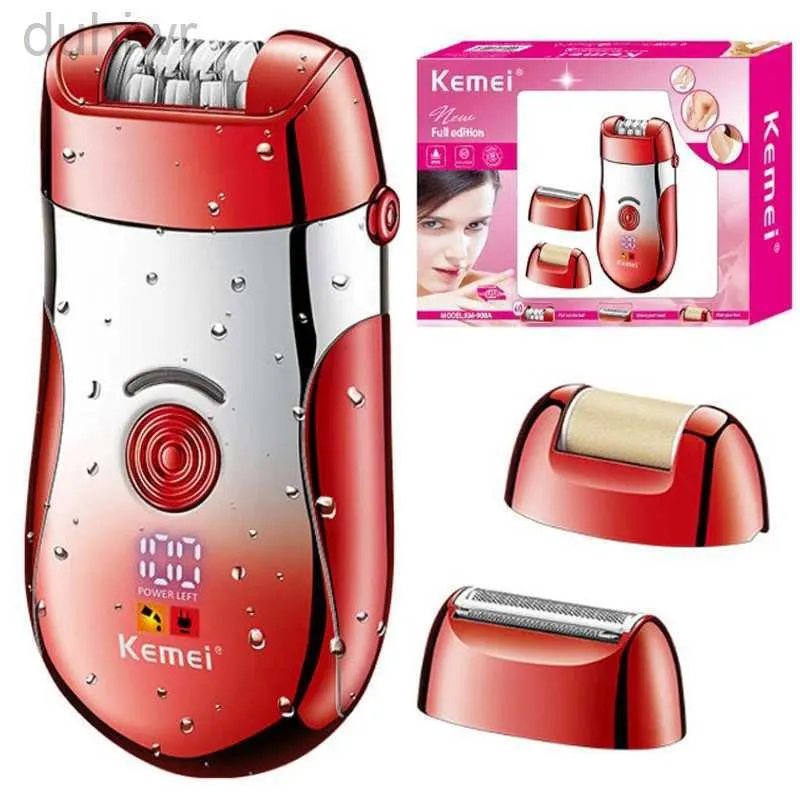 Epilator Original Kemei 3in1 Washable Epilator Electric Female Face Body Hair Removal Ben Bikini Lady Shaver Callus Remover Readgeble D240424