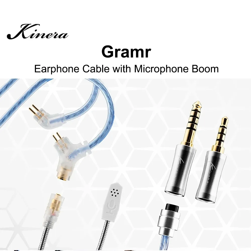 Acessórios Cabo de atualização de fone de ouvido Kinera Gramr com boom de microfone com plugue destacável de 2,5+4,4 mm