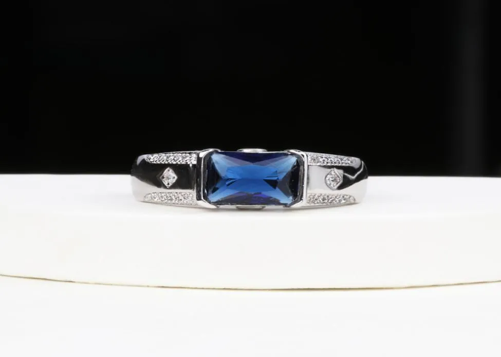 Bijoux de mode masculine Bijoux en or blanc rempli Sapphire CZ Zircon Mariage Band Finger Ring Nouvel An Gift SZ81359734717169309