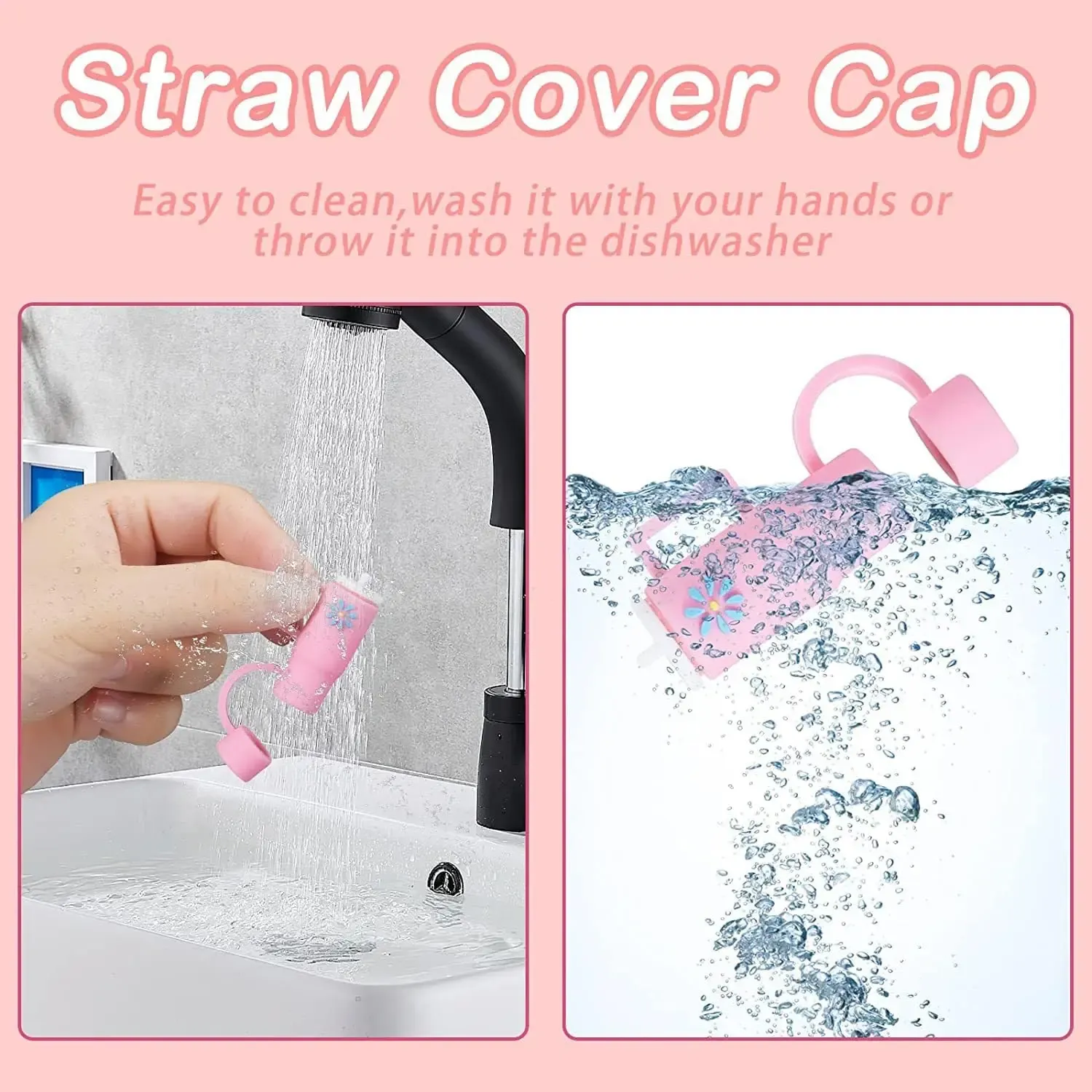 1/10mm Straw Covers Cap Compatible with 30oz 40 Oz Tumbler Cute Reusable Drink Straws Covers Kitchen Accessories 0424