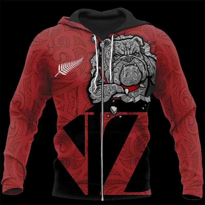 Sweats à capuche masculins 3D imprimés Aotearoa Nouvelle-Zélande My World Zip-up Hoodies Y2K Flag Nouveau dans les sweats à capuche Sweats Sweats For Men Pullover Clothes 240424