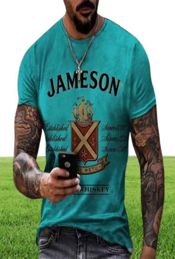 Men039S TSHIRTS Summer Street Jameson Irish T Shirt mode Kort ärm Tees Male 3D Tryckt överdimensionerade toppar grafisk pullover T9442241