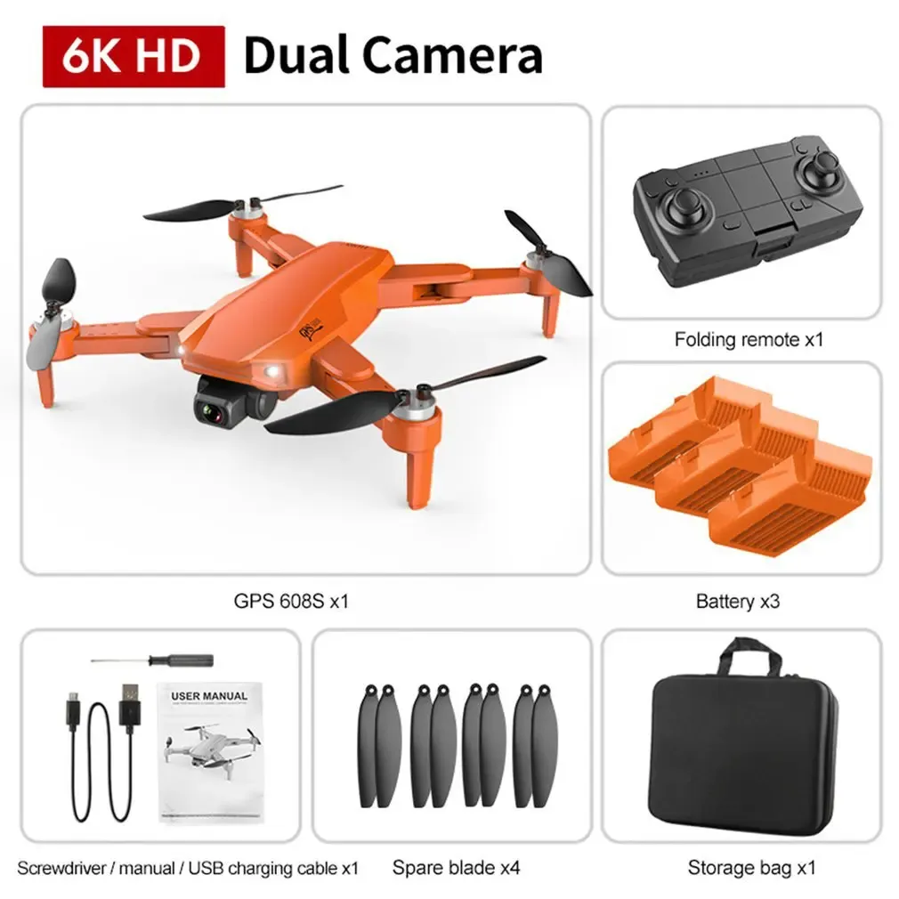 Drony 2022 Nowy dron GPS 6K Profesional HD kamera Gimbal Antishake Aerishake Fotografia bezszczotkowana składana kwadraty czterokoper