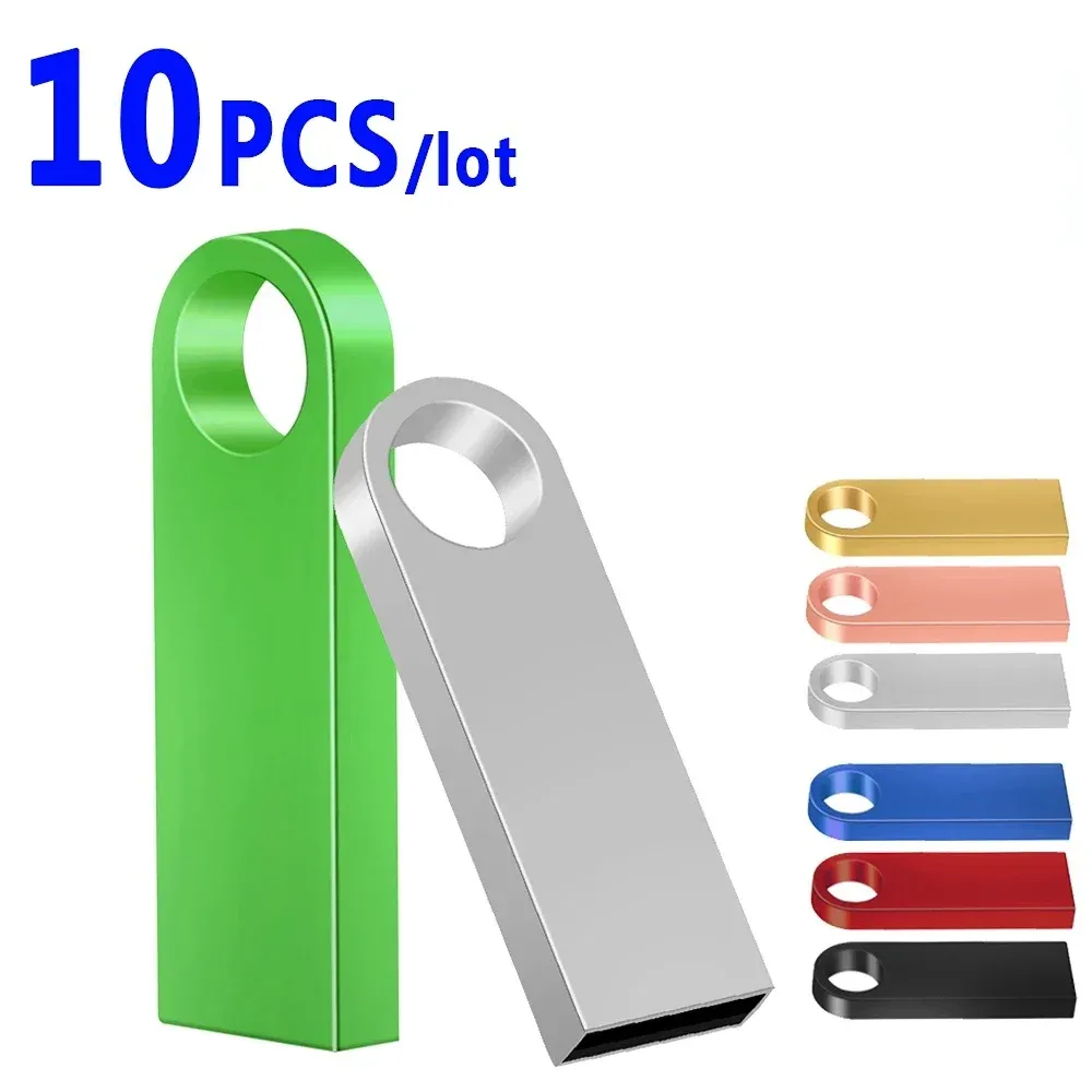 10pcs/lot Metal USB Flash Drive Pen Drive 4GB 8GB 16GB Pendrive 32GB 64GBメモリスティック128GB Uディスクギフト無料カスタマイズロゴ