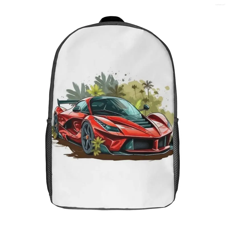 Backpack Passionate Sports Car Nature Style Cartoon Chings Backpacks Design juvenil Sacos de ensino médio duráveis Rucksack engraçado