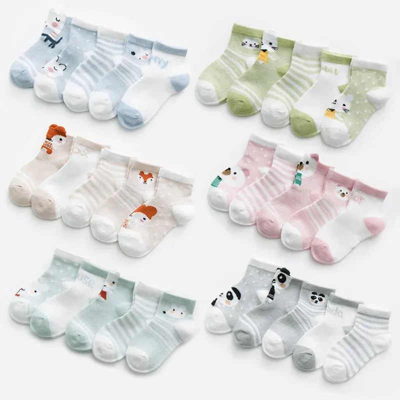 Колготки LawAdka 5pairs/Pack Baby Boy Girls Носки новорожденных хлопковые девушки носки летние сетки тонкие малыш