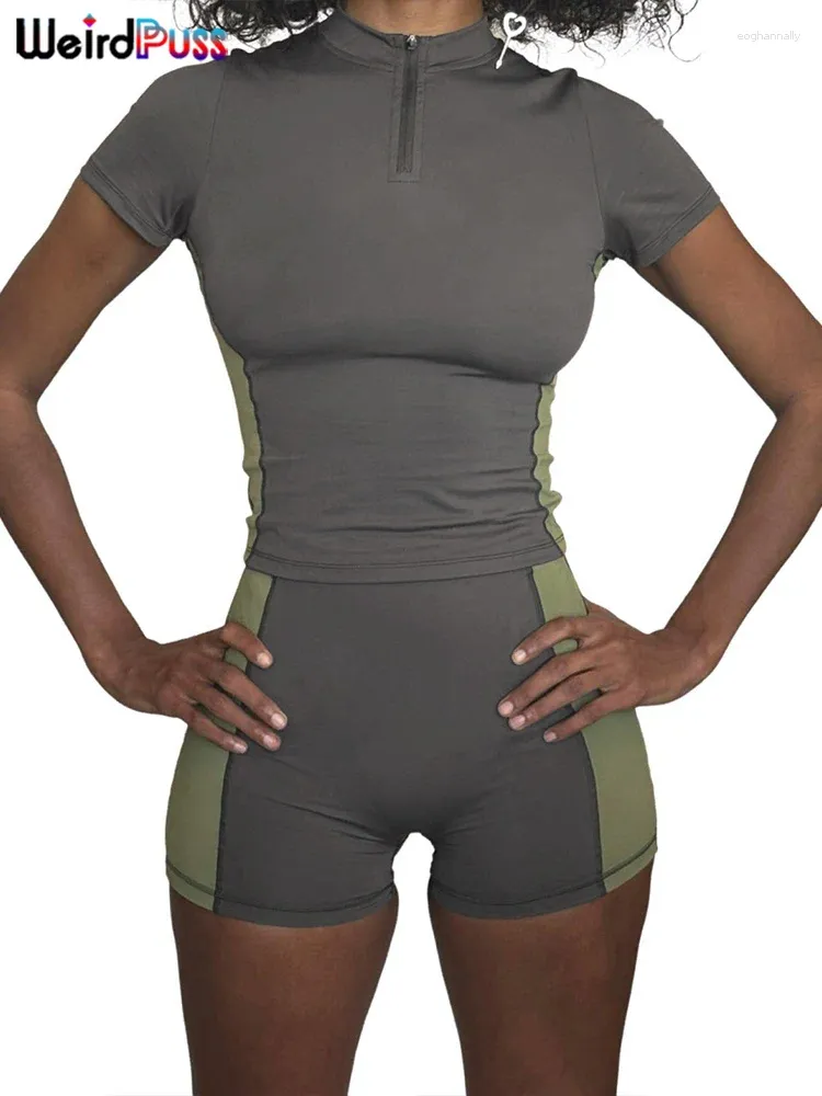 Damskie dresy dla kobiet dziwne puss sportowy 2 -częściowy zestaw 2 -częściowy drożdżowy zip patchwork krótkie