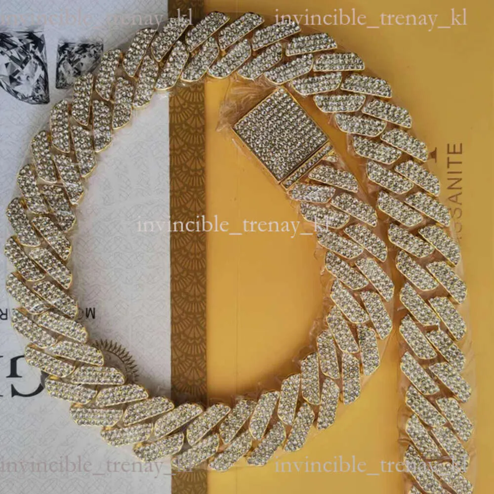 Diamant cubain liaison chaîne collier masque multiple 3 rangées 20 mm placage de mode or et argent Moisanite Cuban Link Chains bijoux hommes 92