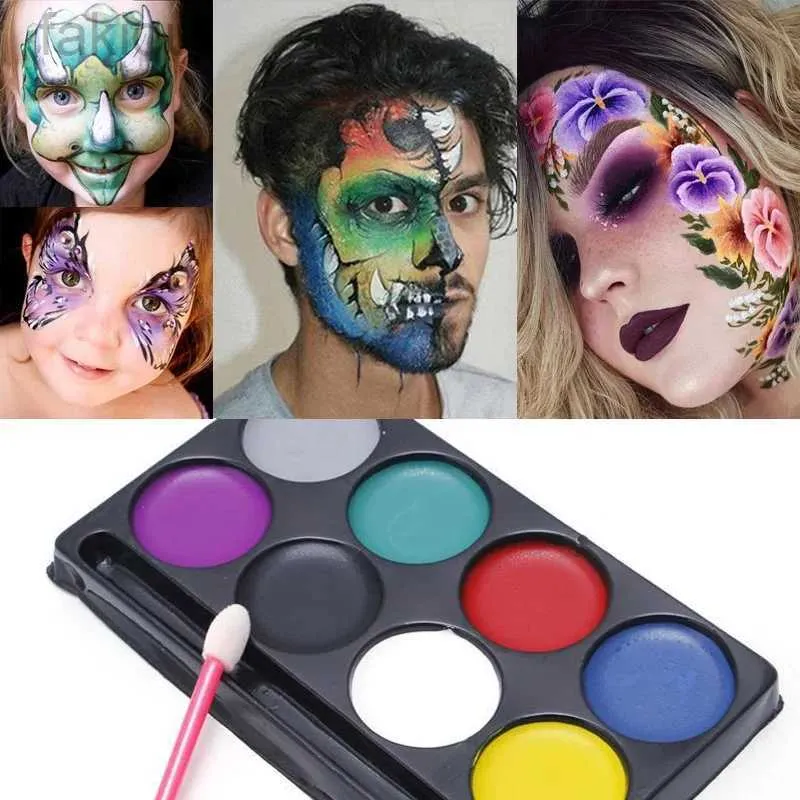 Kroppsfärg 12 färger icke-toxiska smaklösa ansiktsmålning kroppskonst oljemålning tatuering makeup kosmetiskt drama clown ansikte makeup halloween party d240424