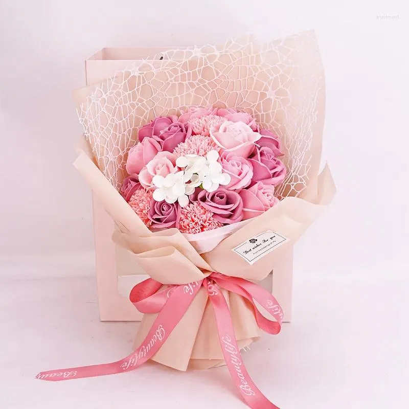 Fleurs décoratives Soap Rose Flower Birthday Presents for Women Cadeaux maman Forever Artificiel Bouquet