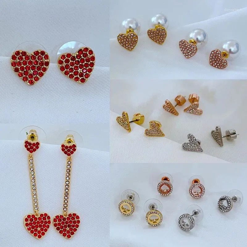 Stud Küpe Kadınlar İçin Sevimli Güzel Kalp Küpe Basit Bakır Rhinestone Ear Takı Aksesuarları Hediye