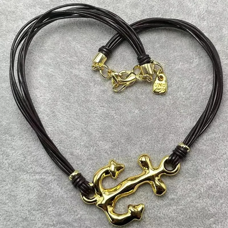 Anhänger 2024 UNOD50 ist ein hochwertiges Lederseil in Europa und Amerika trendiger Frauen Halsketten romantische Schmuckgeschenke