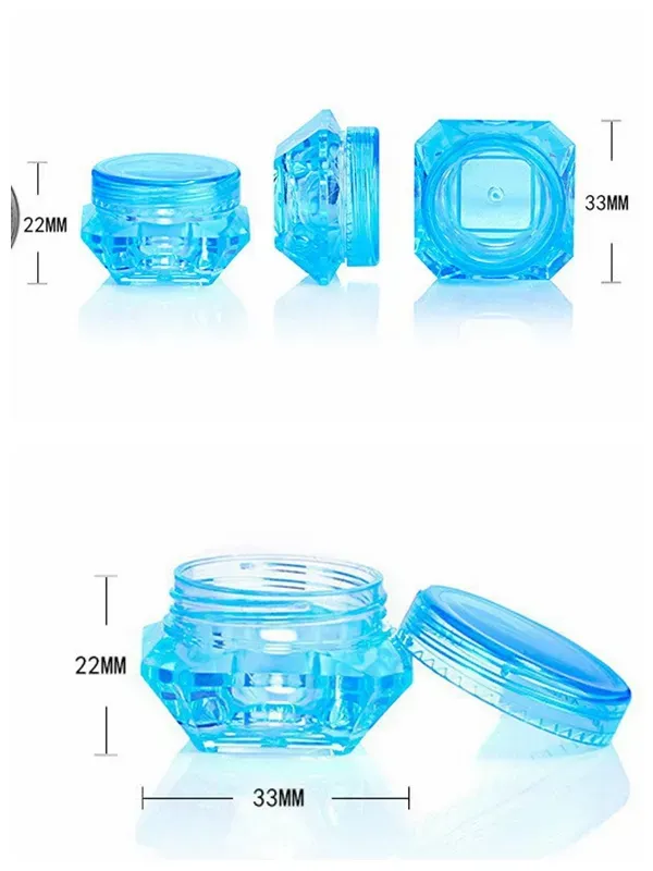 Plastic wax container round and square diamond shape 3g 5g make up containers box colorful makeup case can dab dabber jars 3 gram 5 gram
