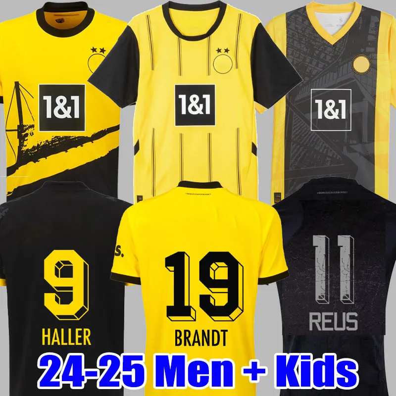 23 24 25 Reus Reyna Soccer Maglie a casa 2024 2025 Dortmund Schulz Brandt Sancho Blackout All-Black 50th Haller Hazard Witel Malen Men Kit Kit Shirt