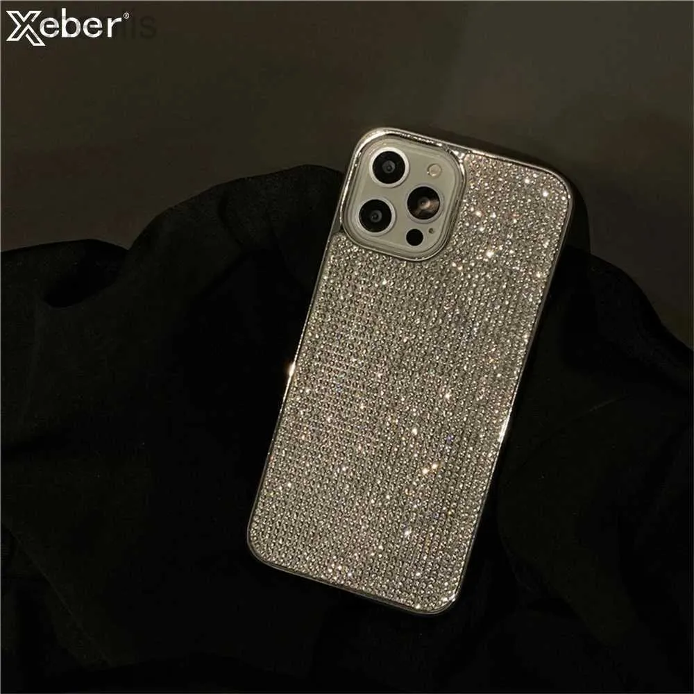 Case di telefonia cellulare Luxury Glitter Rhinestones Telefono per iPhone 15 14 11 12 13 Pro Max Mini XS XR X 7 8 Plus Shniy Diamond Silicone Cover D240424