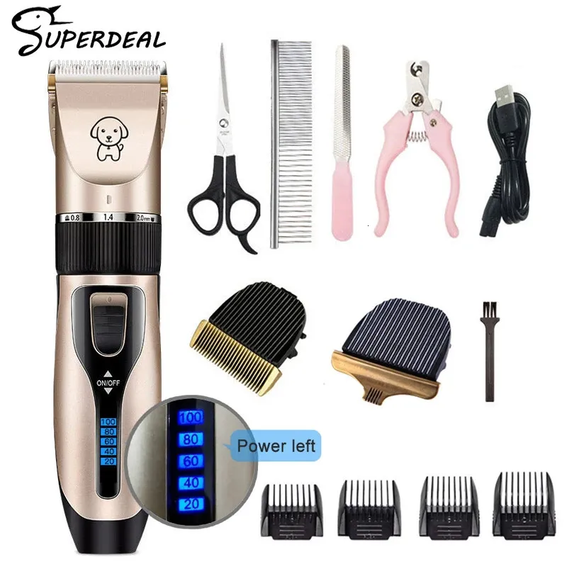 Dog Clipper Dog Hair Clippers Grooming PetCatDogRabbit Haircut Trimmer Shaver Set Pets Cordless Rechargeable Professional 240424