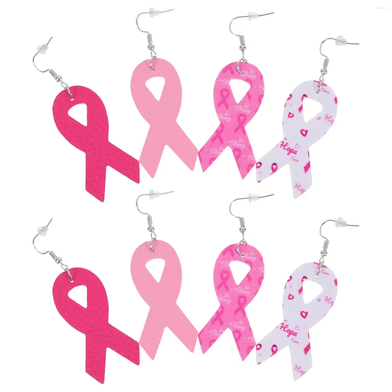 Förvaringsflaskor 4 par rosa bandörhängen Teardrop Women Girl Breast Decors