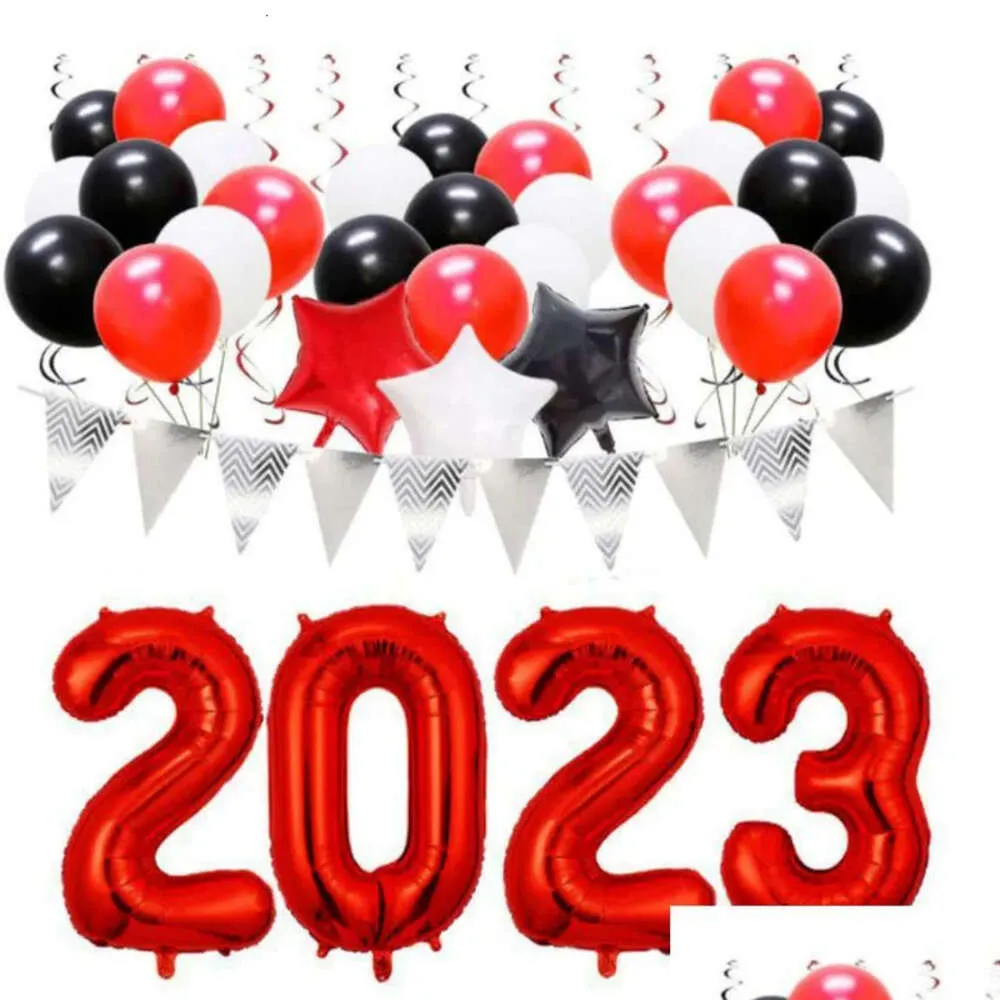 Jaar decoraties 2023 Ballonnen nieuwe set rode kerstlucht globos xmas baby shower childrens verjaardag graduaties feest decora ot3iq