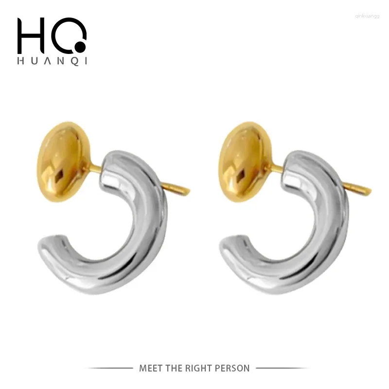 Boucles d'oreilles Stud Huanqi Géométrie à la mode Géométrique Ovale Métal Personnalité Personnalité One Style Two Wear pour femmes Bijoux Party Holiday