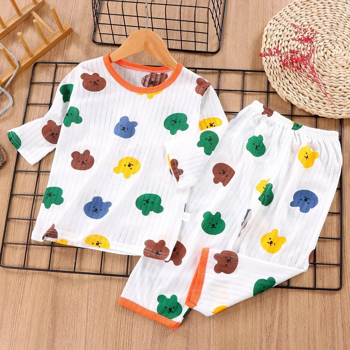 Sweaters 3m4t Kid Girl Boy Underwear Cartoon Top+pant Clothes Outfit Baby Spring Autumn Cotton Costume Sets Children's Pyjama Clothings