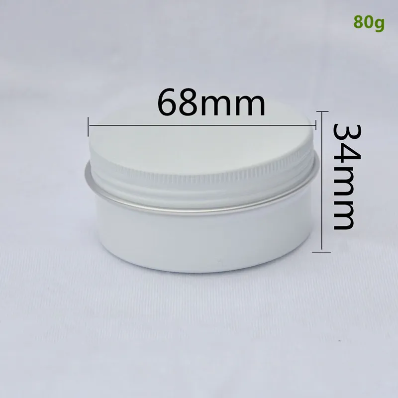 2,7 oz ronde witte aluminium pot draagbare metalen blikjes 80 ml lege cosmetische crème navulbare aluminium flessen