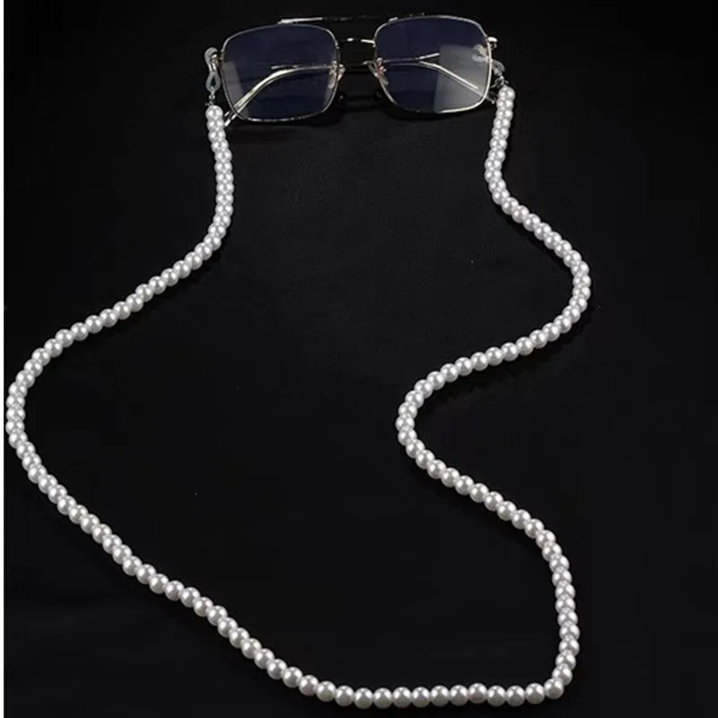 Goggles String Elegant Women's Imitation Pearl Sunglasses Chain, White Olivet Cords ...