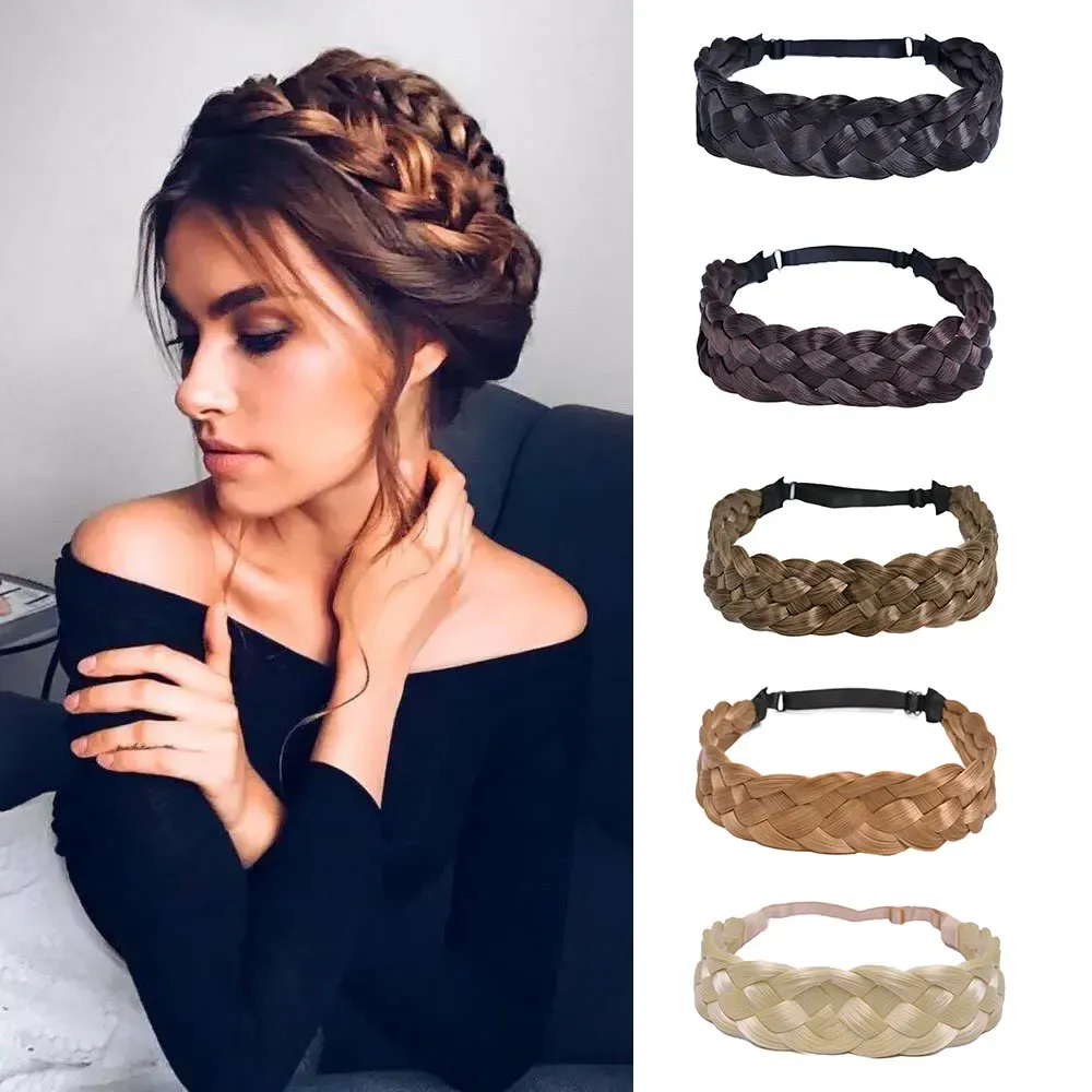 Chignon Synthetic Headband Fishtail Braids Hair With Adjustable Belt Plaited Hairband Bohemian Style Women Hairstyle Hairpieces