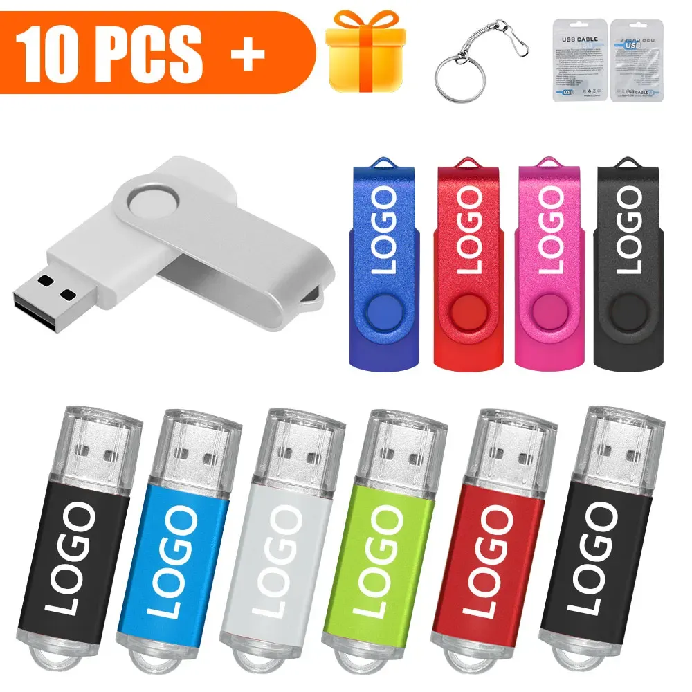 10pcs/lot USB 2.0フラッシュドライブ64GB 128GBペンドライブ16GBペンドライブ32GBディスクキーUSBスティック1GB 2GB 4GB 8GBメモリフラッシュディスク