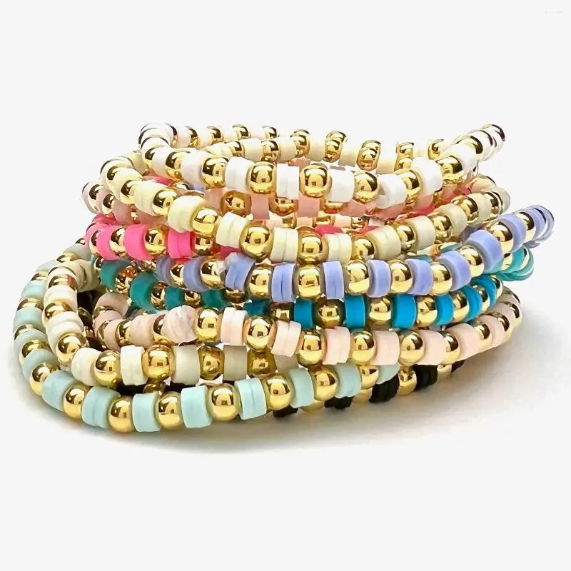 Strand CcGood Polymer Clay Disco di perline braccialetti multicolore Heishi Bracciale per donne oro placcato 18 k boi di gioielli impilabili pulseras