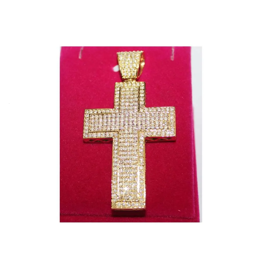 Premium Quality 14K Gold Brilliant Cut 4.50 Ctw Diamond Cross Pendant For Unisex Available At Bulk Price