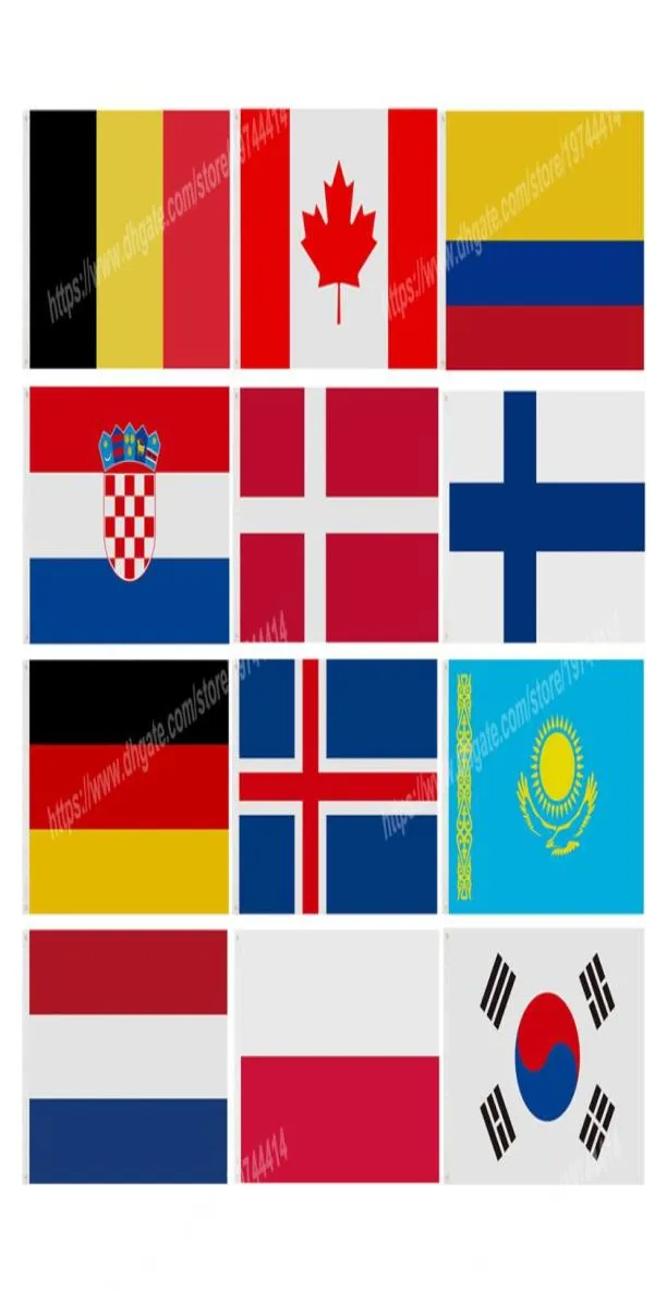 Nederländerna Colombia Finland Belgien Kroatien Denmarkpoland flaggar National Polyester Banner 90150cm 35ft flagga över hela världen 2217705