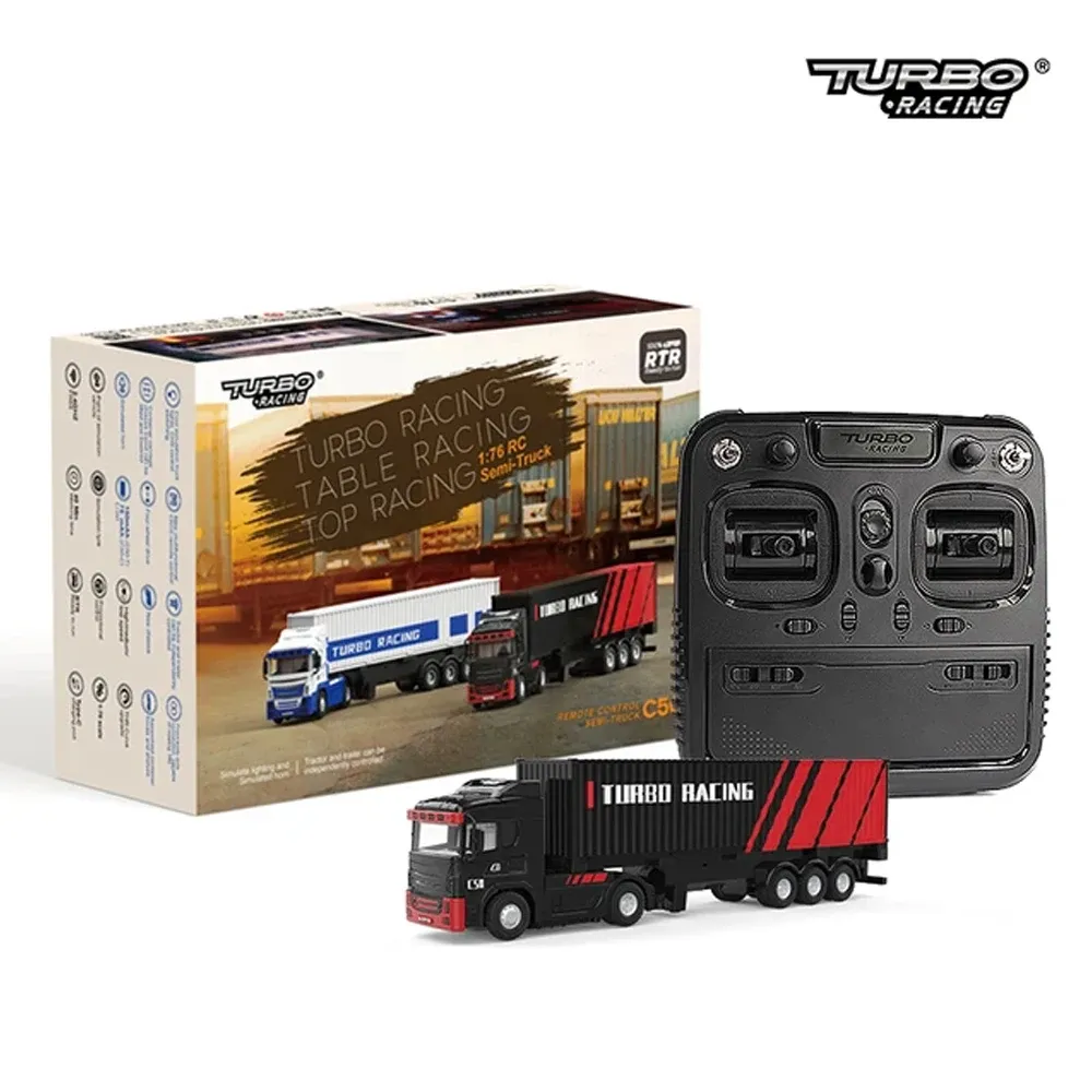 Auto's beschikbaar in Stock Turbo Racing 1:76 C50 RC Auto Semitruck Volledige proportionele afstandsbedieningsspeelgoed RTR Kit voor kinderen en volwassenen