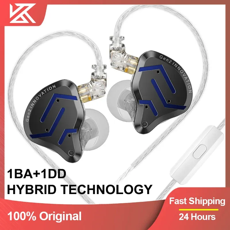 Hörlurar KZ ZSN Pro2 inear Metal Headset 1BA+1DD Hybrid Technology HiFi Bass hörlurar Övervakning av öronsnäckor LIVE Audiofil hörlurar