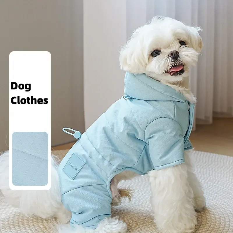Parkas małe ubrania z psa jesień i zima cztery nogi bawełniane ubrania misia psa można ciągnąć, aby nosić grube ubrania dla zwierząt domowych