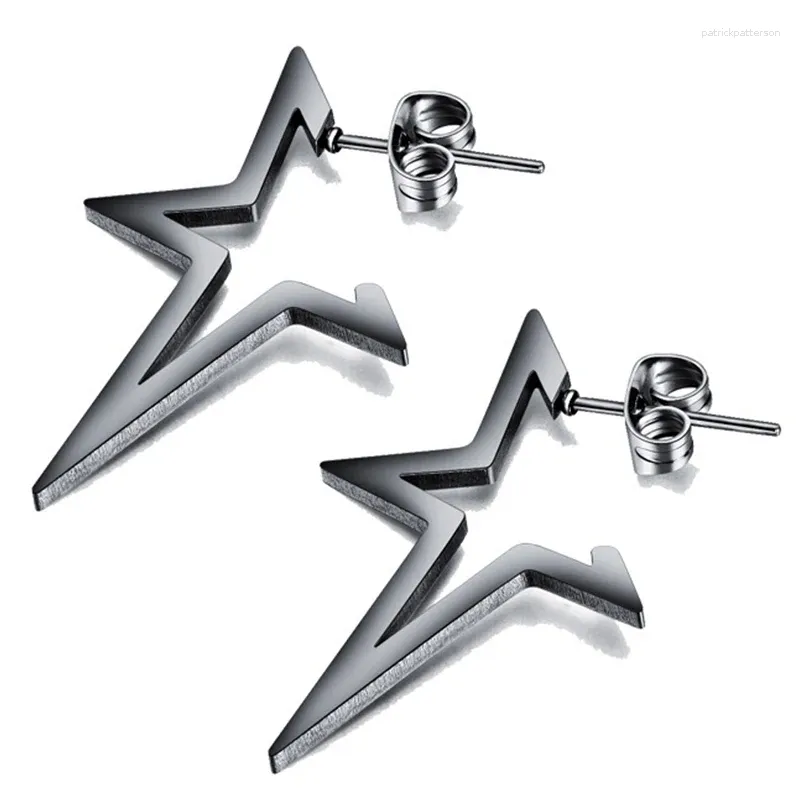 Pendientes de sementales unisex punk estrella acero inoxidable hip hop gótico big pentagragram studs para mujeres regalo de joyería de joyería