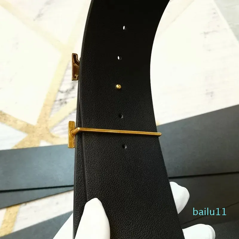 Designer Damengürtel 7 cm 70 mm breites Leder schwarzer Bund Gürtel Lady Frauen große goldene Schnalle Klassiker Casual Pearl