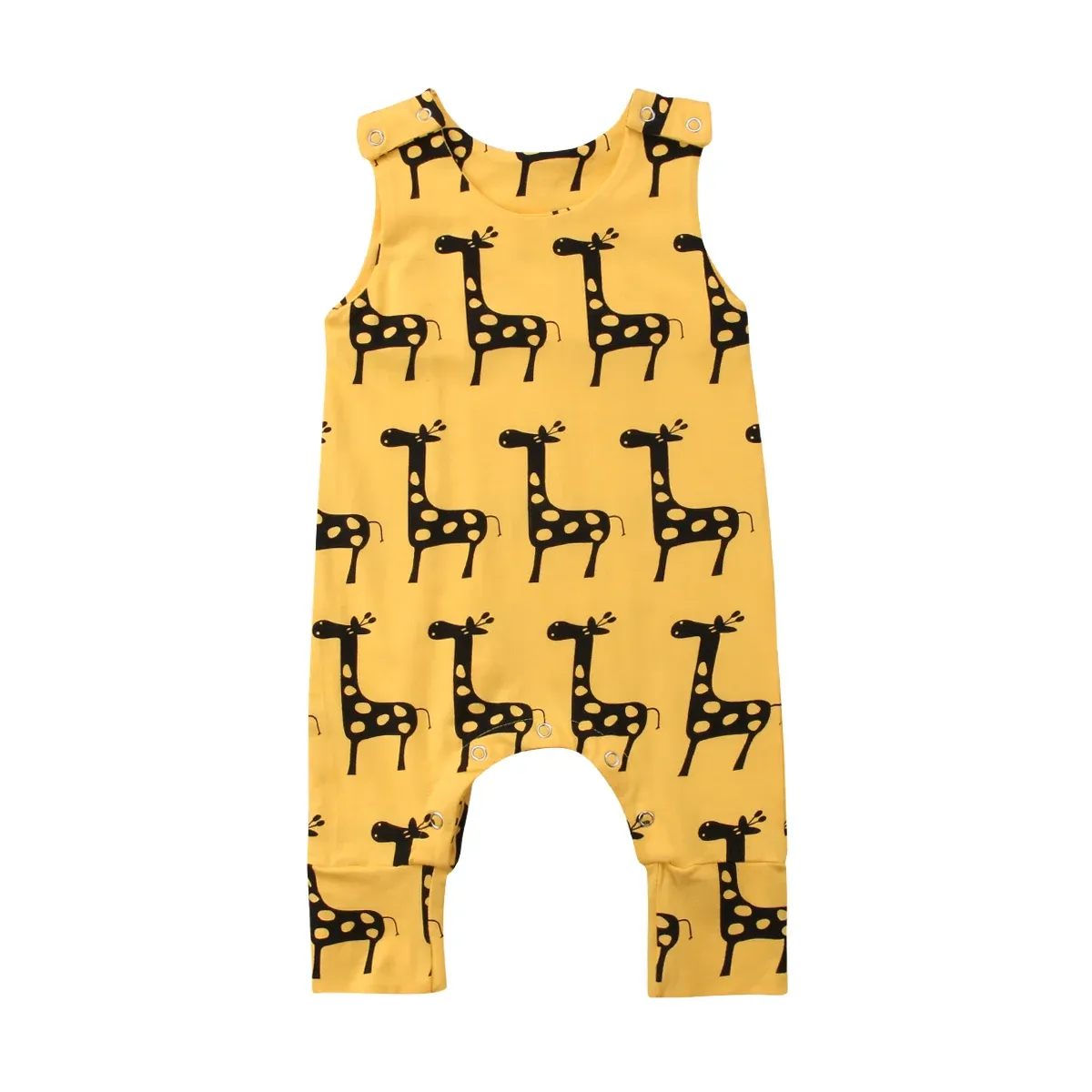 Endelar Citgeett Summer Cartoon Toddler Baby Boy Girl Cotton Deer Romper Yellow Cute Jumpsuit Outfit Sunsuit Clothes